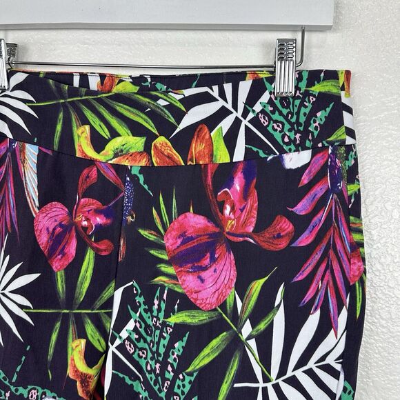 Soft Surroundings Pants Women Medium Stretch Crop Navy Floral Tropical Comfort - Picture 3 of 10